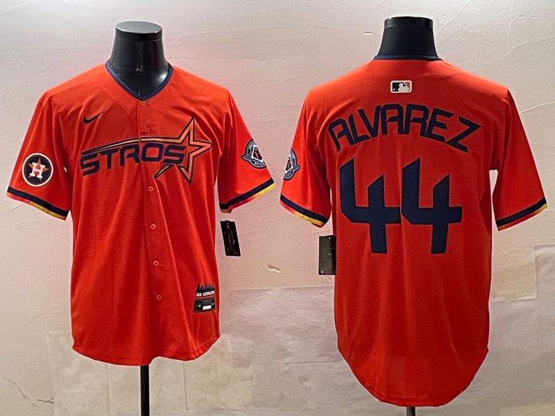 Men Houston Astros #44 Alvarez Orange Three generations Joint Name 2025 Nike MLB Jersey style 3